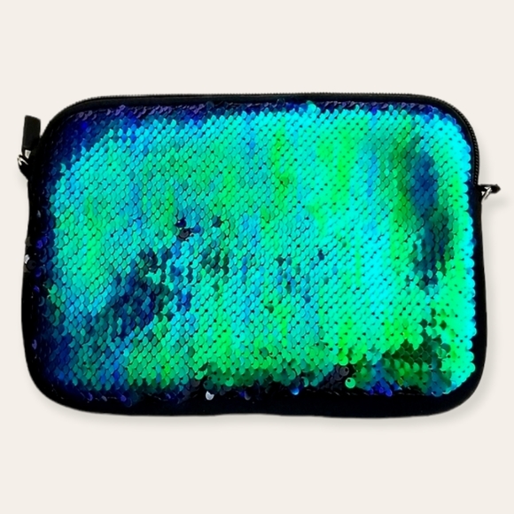 Mermaid Sequin Soft Zip Top Pouch Handbag - Picture 2 of 14